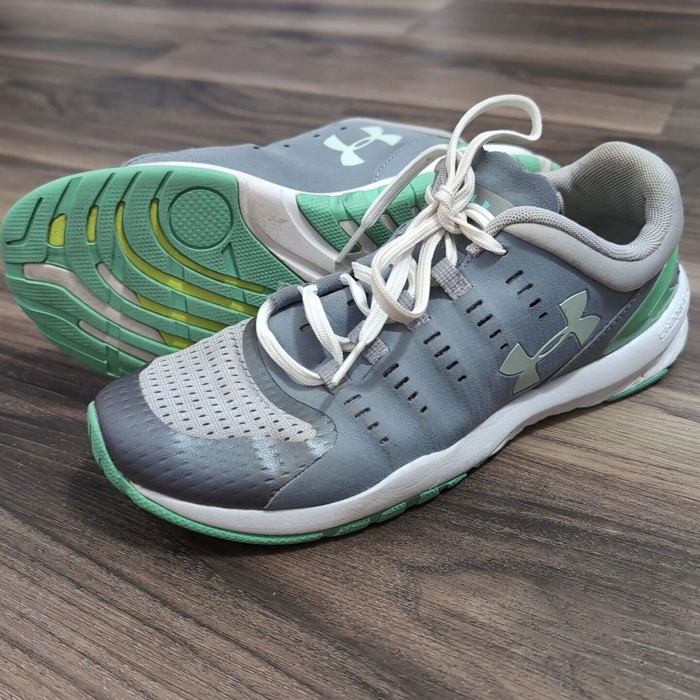 Under Armour Charged Women's 8 Running Shoes White Green And Gray
